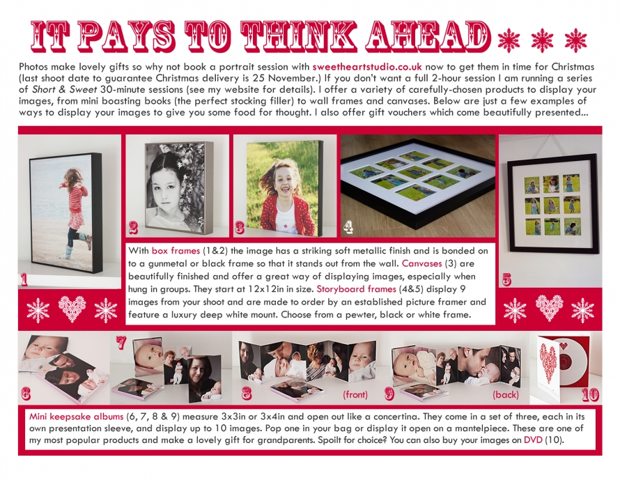 keepsake photo albums, storyboard frame and canvases from Sweetheart Studio
